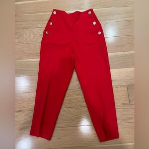 Zara High Waisted Trousers Red